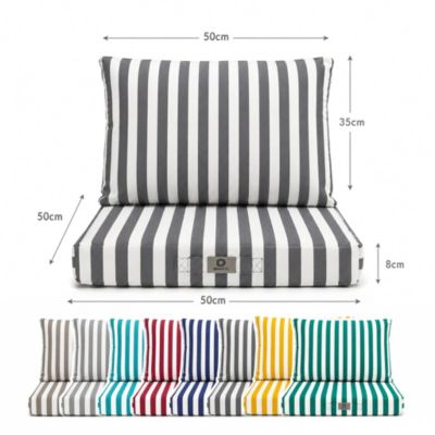 Coussins pour salon de jardin déhoussable 50x50cm Rayure gris foncé