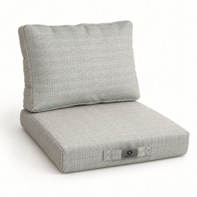 Coussins Fauteuil Déhoussables Effet Lin - Lot Dossier + Assise 60x60cm - Beige - Pour Véranda, Salon, Terrasse Couverte - 7