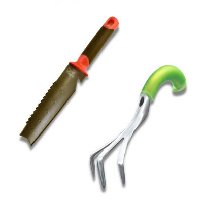Couteau de sol à main + Cultivateur manuel ergonomique - Outils multifonctions pour votre jardin - Jardinage - Coupe-racine