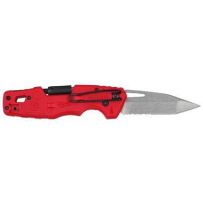 Couteau pliable MILWAUKEE Fastback 4932492454 lame inox partiellement dentelée rouge