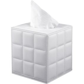 Couvercle pour boîte à mouchoirs style hôtel - Boîte à mouchoirs - Couvercle magnétique - 13 x 13 x 13 cm, Blanc