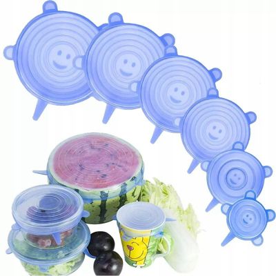 Couvercles Universels en Silicone - Set 6 Pièces, Diamètres 6,5 à 19 cm, Micro-ondes - Congélateur, Réutilisables