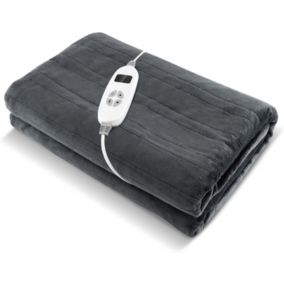 Couverture Chauffante 9 Niveaux de Chauffage et 9 Minuteurs Couverture Chauffante électrique Lavable Protection Gris