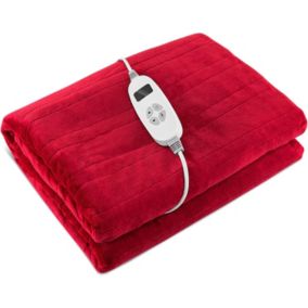 Couverture Chauffante 9 Niveaux de Chauffage et 9 Minuteurs Couverture Chauffante électrique Lavable Protection Rouge