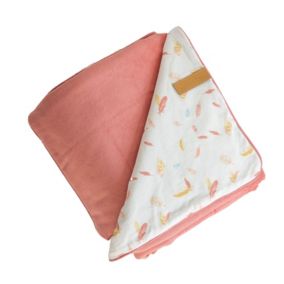 Couverture double face petites plumes (75x100 cm - Rose Blush)