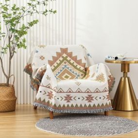 Couverture en coton double tissage avec franges Tapisserie de camping Nappe Tapis 90x150 cm