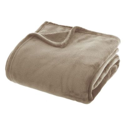 Couverture flanelle Atmosphera 180 x 230 cm beige polyester