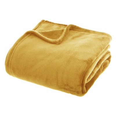 Couverture flanelle Atmosphera 180 x 230 cm jaune