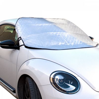 Couverture, housse de protection pour pare brise, anti-givre, pare soleil - 183 x 116 cm - Noir - Linxor