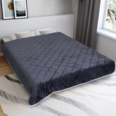 Couverture lestée 150x200 CM CELESTE biface polaire gris et blanc 7 kg