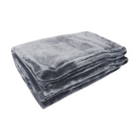 Couverture microflanelle 220x240 cm gris