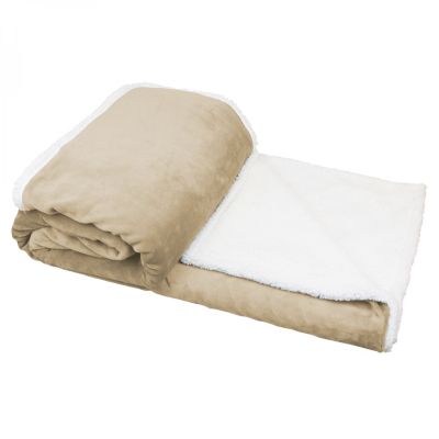 Couverture, plaid polaire 150 x 200 cm en flanelle et sherpa ultra doux - Beige - Vivezen