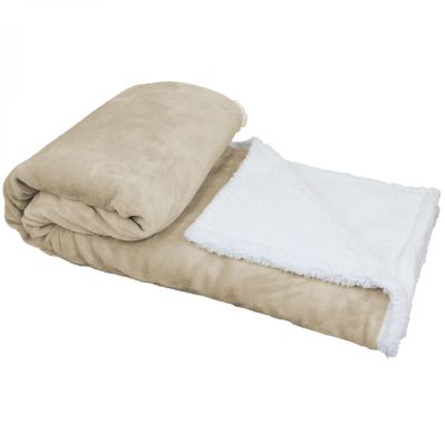 Couverture, plaid polaire 220 x 240 cm en flanelle et sherpa ultra doux - Beige - Vivezen