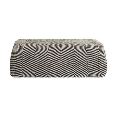 Couverture plaid ZIGORA en coton 100 % - Noir avec franges 180x220 cm - SACASA