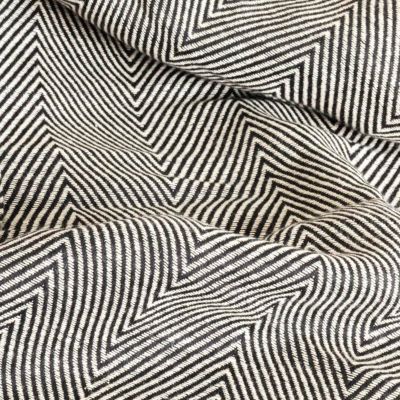 Couverture plaid ZIGORA en coton 100 % - Noir avec franges 180x220 cm - SACASA