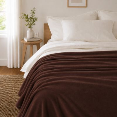 Couverture polaire 220x240 cm Isba marron Chocolat 100% Polyester 320g/m2 non-feu