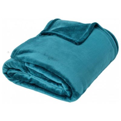 Couverture polaire microvelours 180x220 cm VELVET Bleu Lac