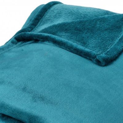 Couverture polaire microvelours 180x220 cm VELVET Bleu Lac