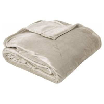 Couverture polaire microvelours 180x220 cm VELVET Gris Galet