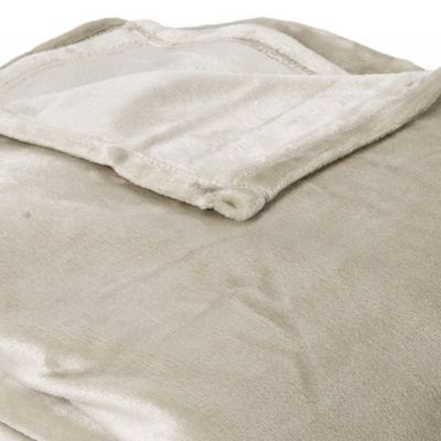 Couverture polaire microvelours 180x220 cm VELVET Gris Galet