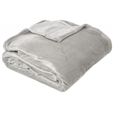 Couverture polaire microvelours 180x220 cm VELVET Gris Perle
