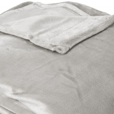 Couverture polaire microvelours 180x220 cm VELVET Gris Perle