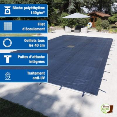 Couverture De Piscine D'hiver Opaque Pour Piscine De 10 X 5 Mètres