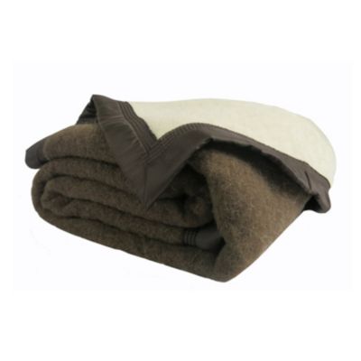 Couverture Pure Laine Vierge 600g/m2 bicolore (180x220 cm - Marron chocolat)