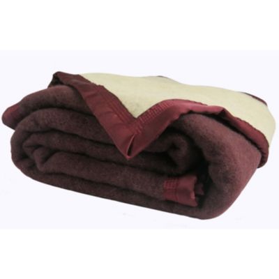 Couverture Pure Laine Vierge 600g/m2 bicolore (240x300 cm - Prune)