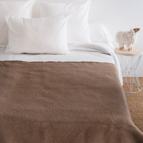 Couverture pure laine vierge Woolmark 500g/m² VOLTA 220x240 cm Marron Chamois