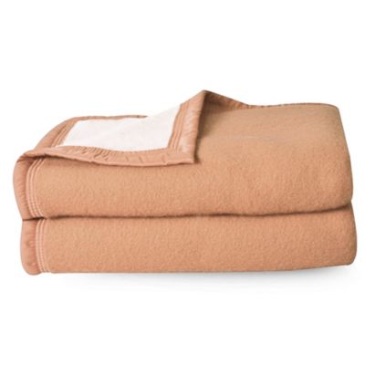 Couverture pure laine vierge Woolmark 500g/m² VOLTA 220x240 cm Marron Sable