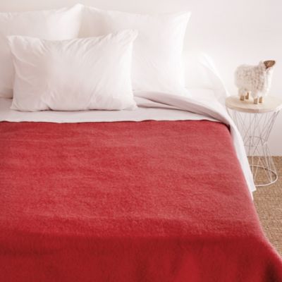 Couverture pure laine vierge Woolmark 500g/m² VOLTA 240x260 cm Rouge Bois de rose