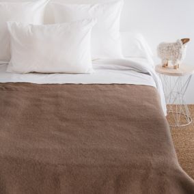 Couverture pure laine vierge Woolmark 500g/m² VOLTA 240x300 cm Marron Chamois