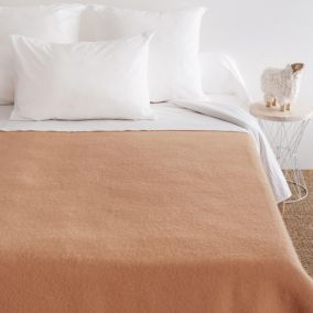 Couverture pure laine vierge Woolmark 500g/m² VOLTA 240x300 cm Marron Sable