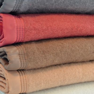 Couverture pure laine vierge Woolmark 500g/m² VOLTA 240x300 cm Marron Sable