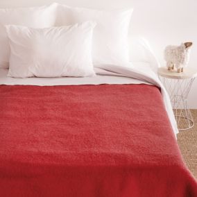 Couverture pure laine vierge Woolmark 500g/m² VOLTA 240x300 cm Rouge Bois de rose