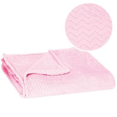 Couverture - SPRINGOS - Zigzag - 130 x 180 cm - Polyester - Rose bébé