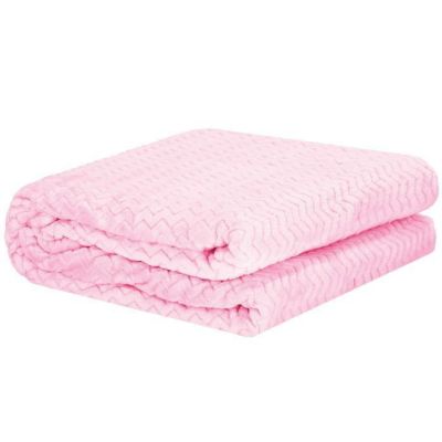 Couverture - SPRINGOS - Zigzag - 130 x 180 cm - Polyester - Rose bébé