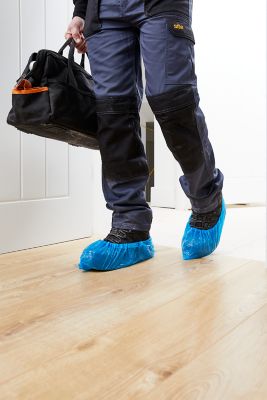 Couvre-chaussures bleus jetables (avec crochets) - 100 pcs