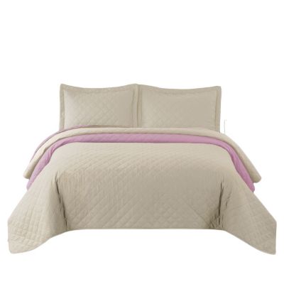 COUVRE-LIT TUTUMI INEZ 220X240 BEIGE PINK