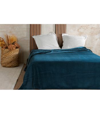 Couvre lit velours gaufré - 180x240cm - Bleu marine