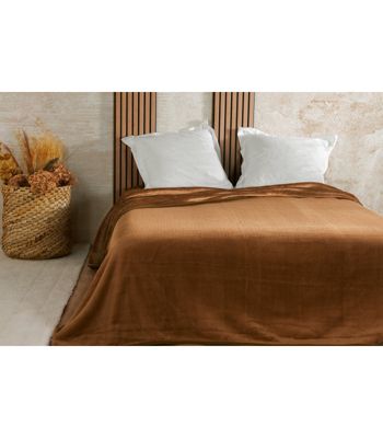 Couvre lit velours gaufré - 180x240cm - Marron