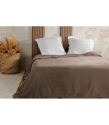 Couvre lit velours gaufré - 240x260cm - Taupe