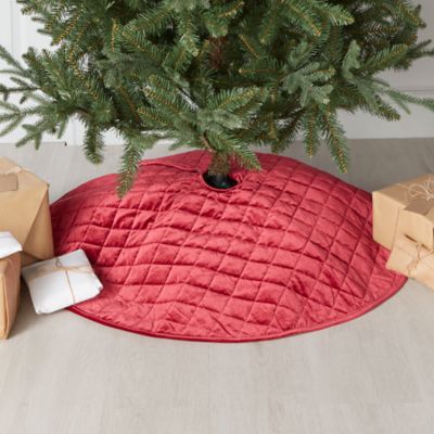 Couvre-pied pour sapin en velours rouge diamètre 99cm