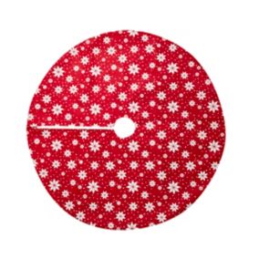 Couvre-pied pour sapin rouge avec étoiles blanches