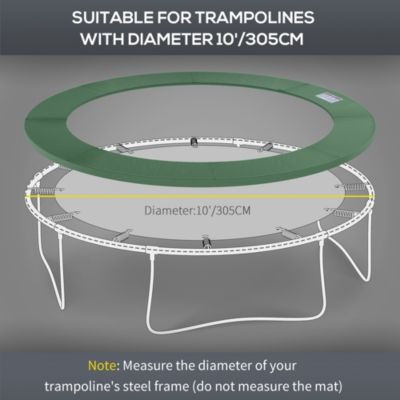 Couvre-ressort trampoline dia. 305 cm PVC PE haute densité rembourrage 15 mm vert