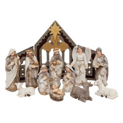 Crèche H.25cm avec 11 santons résine - Atmosphera