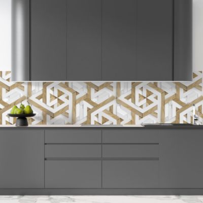 Crédence Adhésive 3D Isométrique Bois 300 x 60 cm