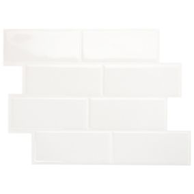 Crédence Adhésive Cuisine et Salle de Bain x4 - Carrelage Mural Smart Tiles, Blanc - 29,36 x 21,29cm