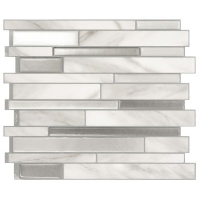 Crédence Adhésive Cuisine et Salle de Bain x4 - Carrelage Mural Smart Tiles, Gris - 29,34 x 24,46cm